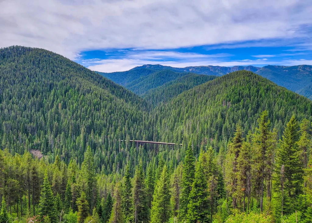 Route of the Hiawatha trestle from a distance