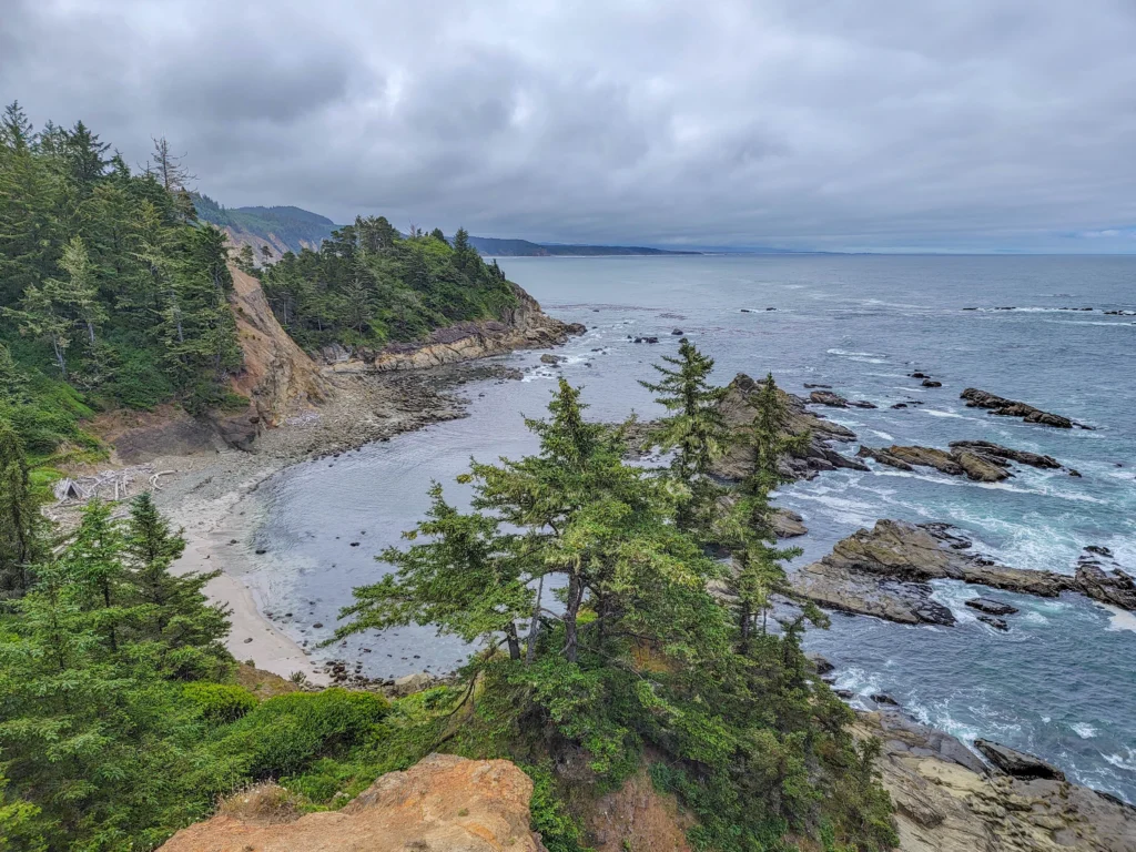 View north over the cove at Cape Arago State Park, Oregon