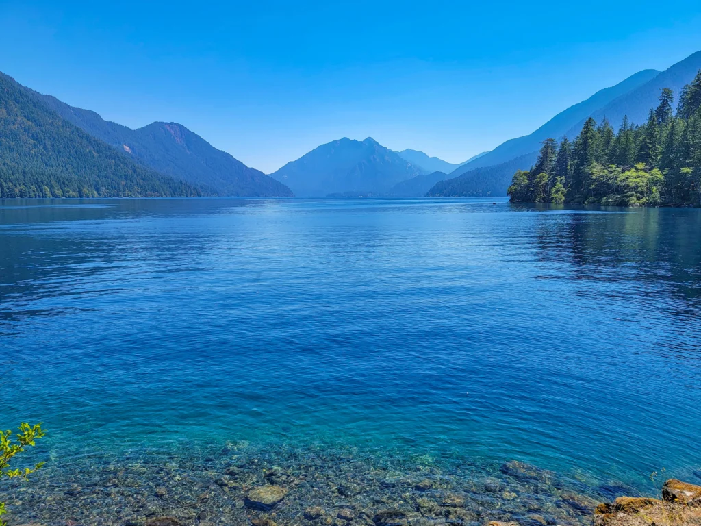 The clear blue water of Lake Crescent in Olympic National Park