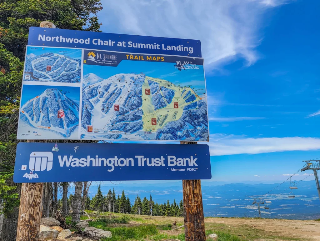 Northwood Chair at Summit Landing trail map sign, Mt. Spokane Ski and Snowboard Park
