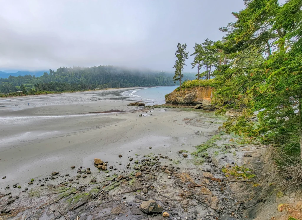 Crescent Beach at low tide from the bluff at Salt Creek Recreation Area