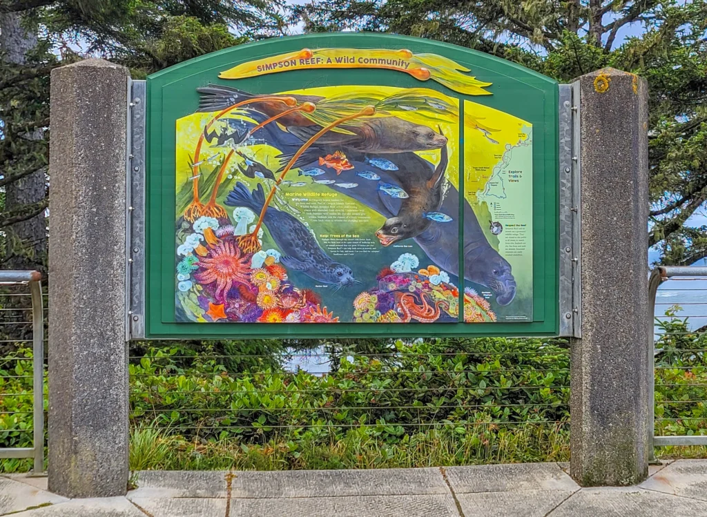 Interpretive sign at the Simpson Reef overlook explaining the wildlife refuge