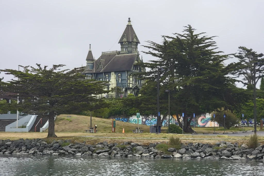The Carson Mansion in Eureka seen from Humboldt Bay