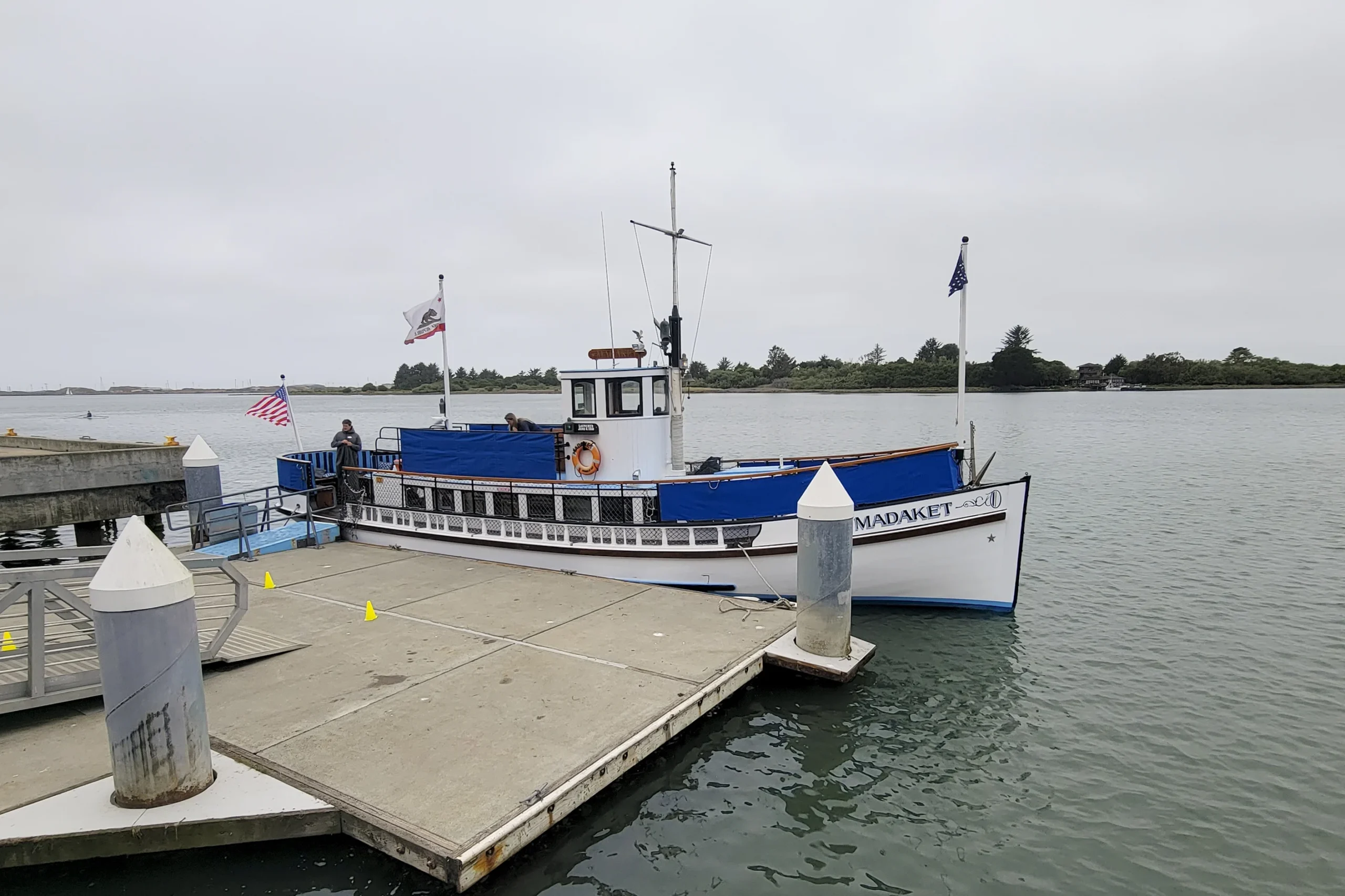 The historic ferry Madaket tied up at the C Street dock in Old Town Eureka, California The historic ferry Madaket tied up at the C Street dock in Old Town Eureka, California