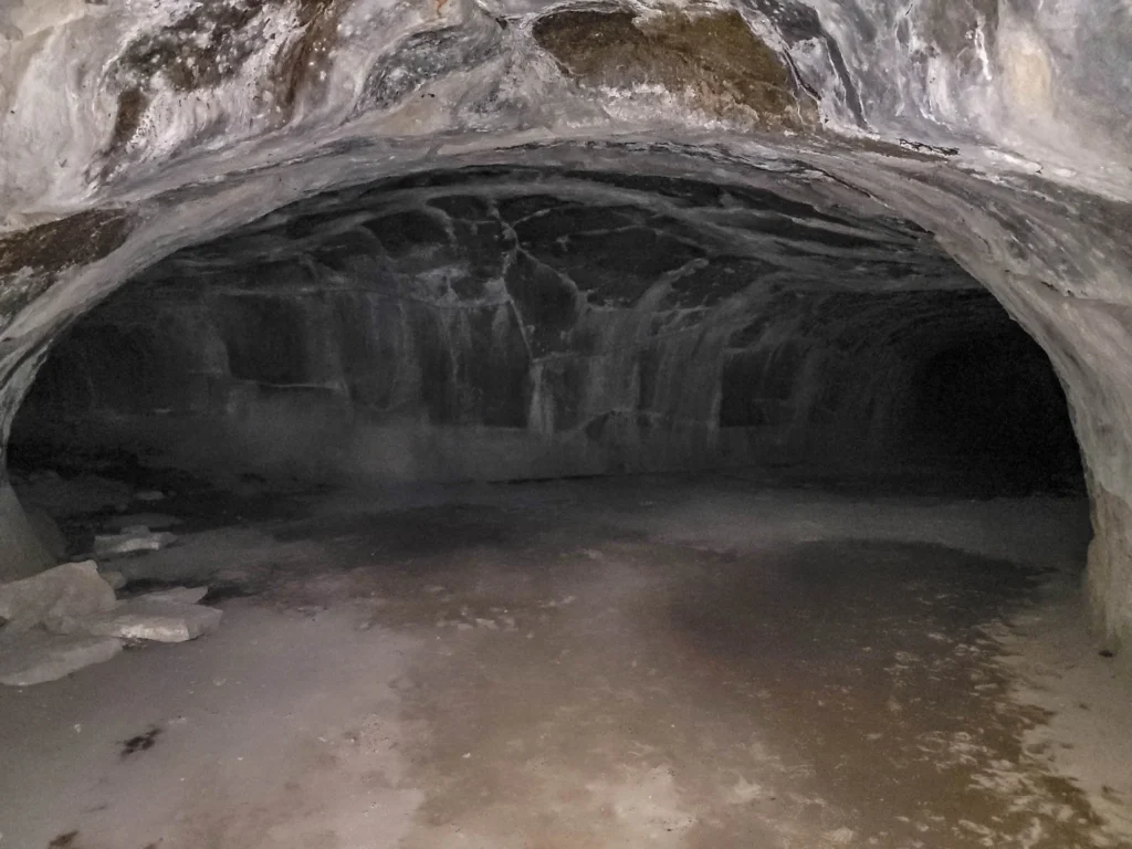 Dark interior of the Subway Cave lava tube