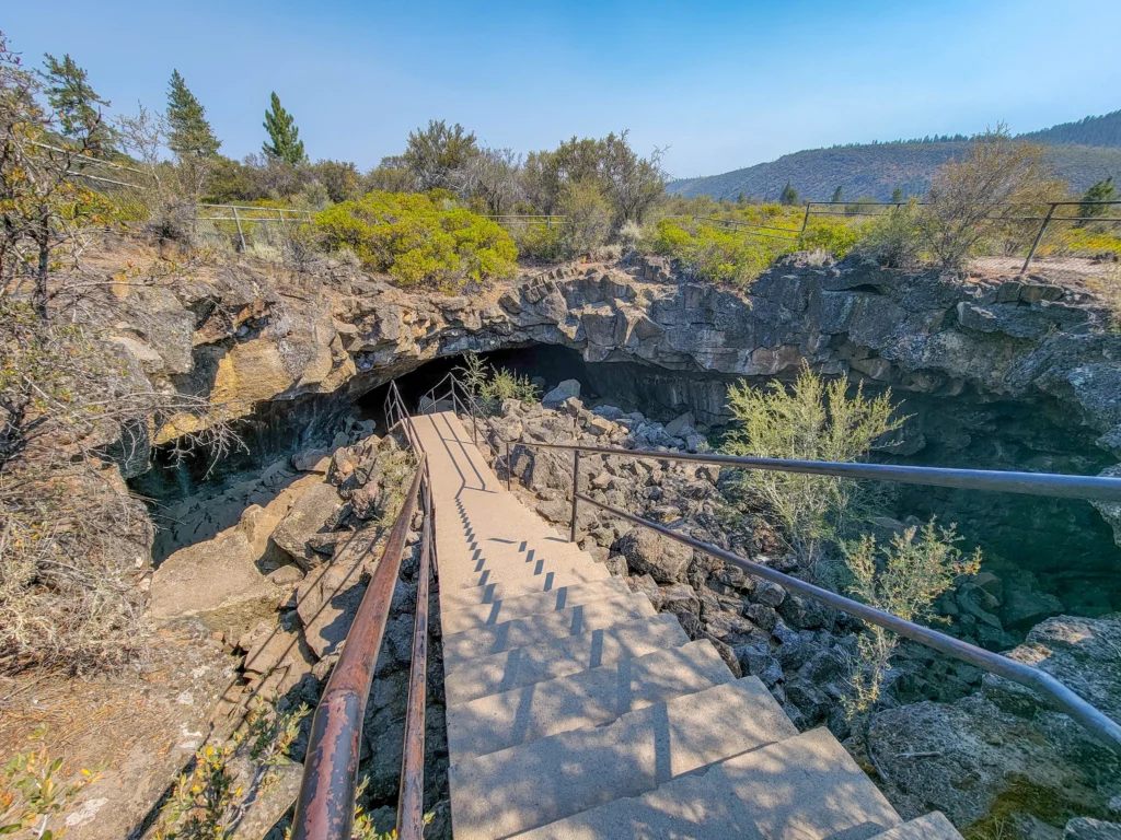 The Subway Cave exit stairway seen from above