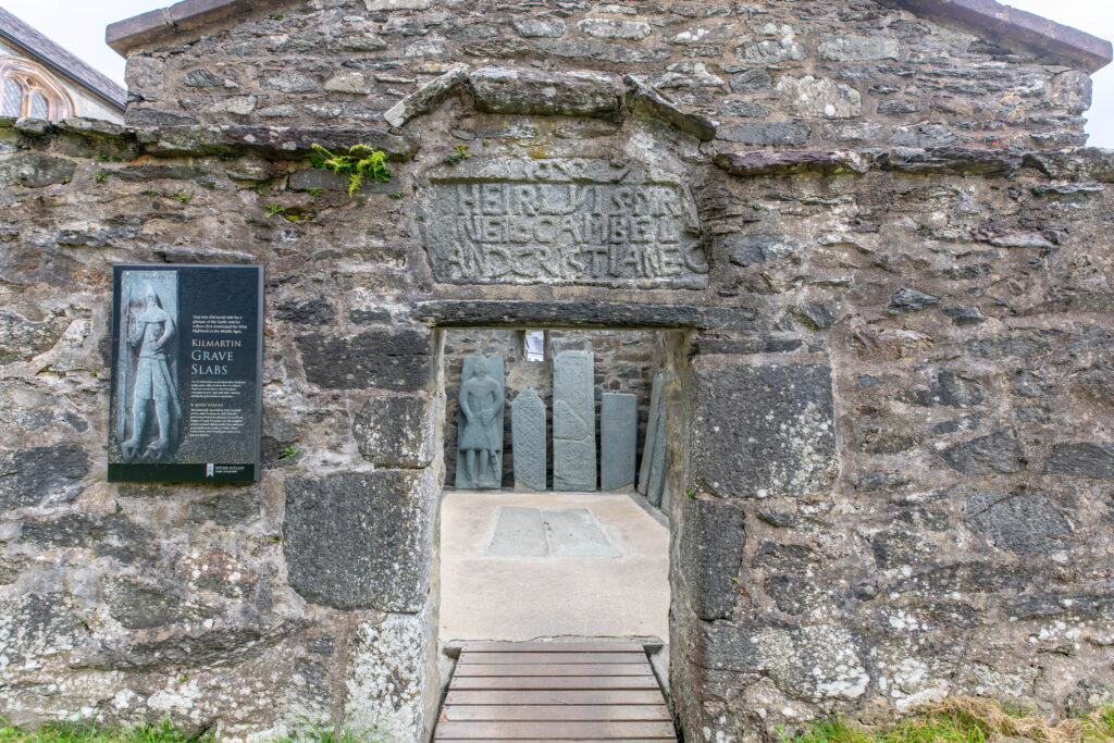 Kilmartin mausoleum with grave slabs