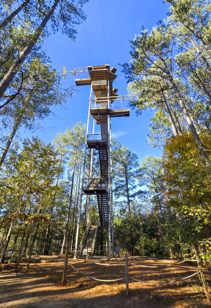 Zip line tower on Hawk Island