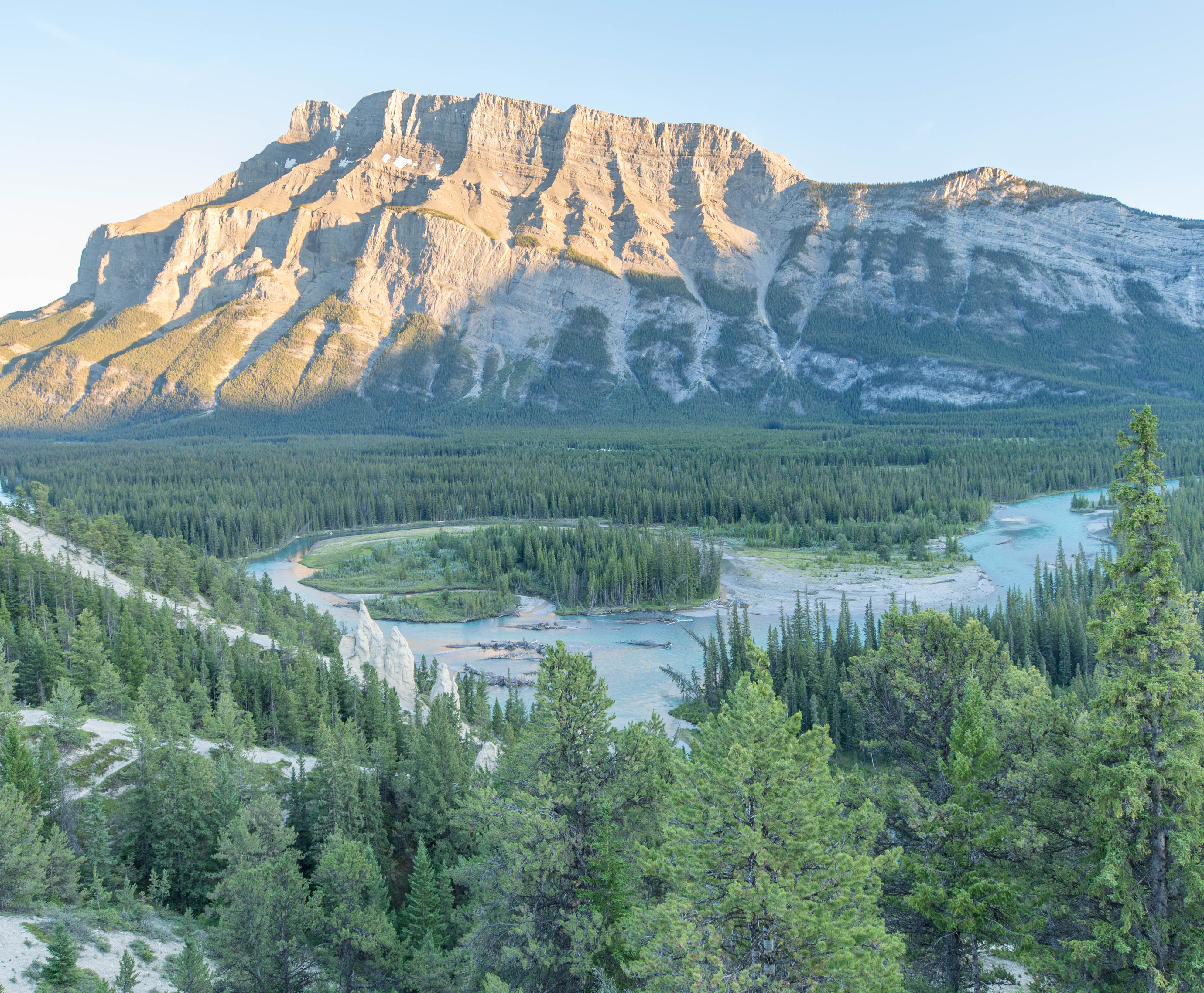 Mount Rundle and Bow River from Hoodoo Trail Overlook